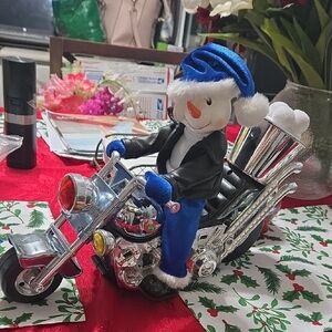 Trim A Home Dan Dee Musical Animated "Snow Machine" Snow Man on Motorcycle